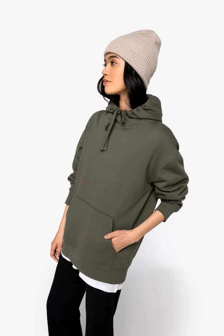 Sweat-shirt écoresponsable à capuche à épaules tombantes molleton gratté unisexe 10