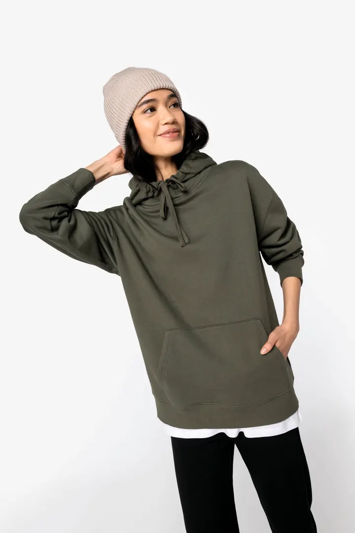 Sweat-shirt écoresponsable à capuche à épaules tombantes molleton gratté unisexe 11