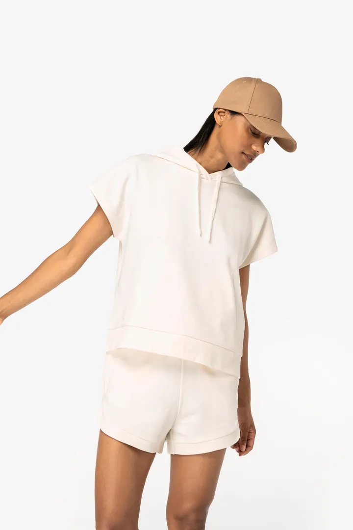 Sweat-shirt écoresponsable à capuche oversize sans manches French Terry femme 4
