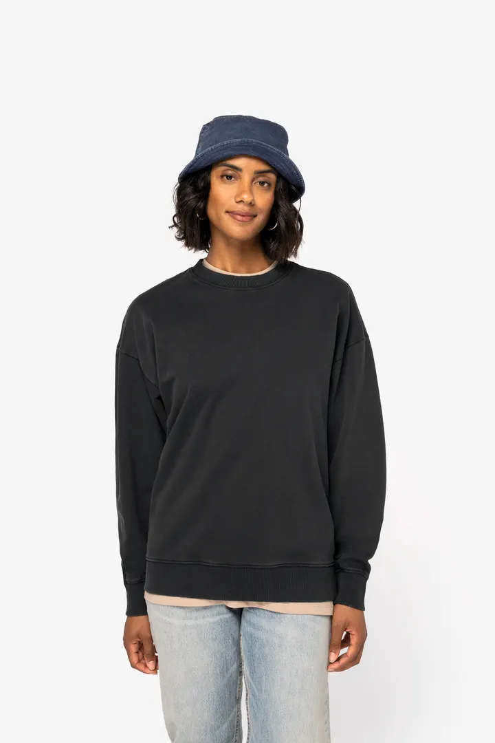 Ausgewaschenes umweltfreundliches Oversize Unisex-Sweatshirt mit Rundhalsausschnitt 9