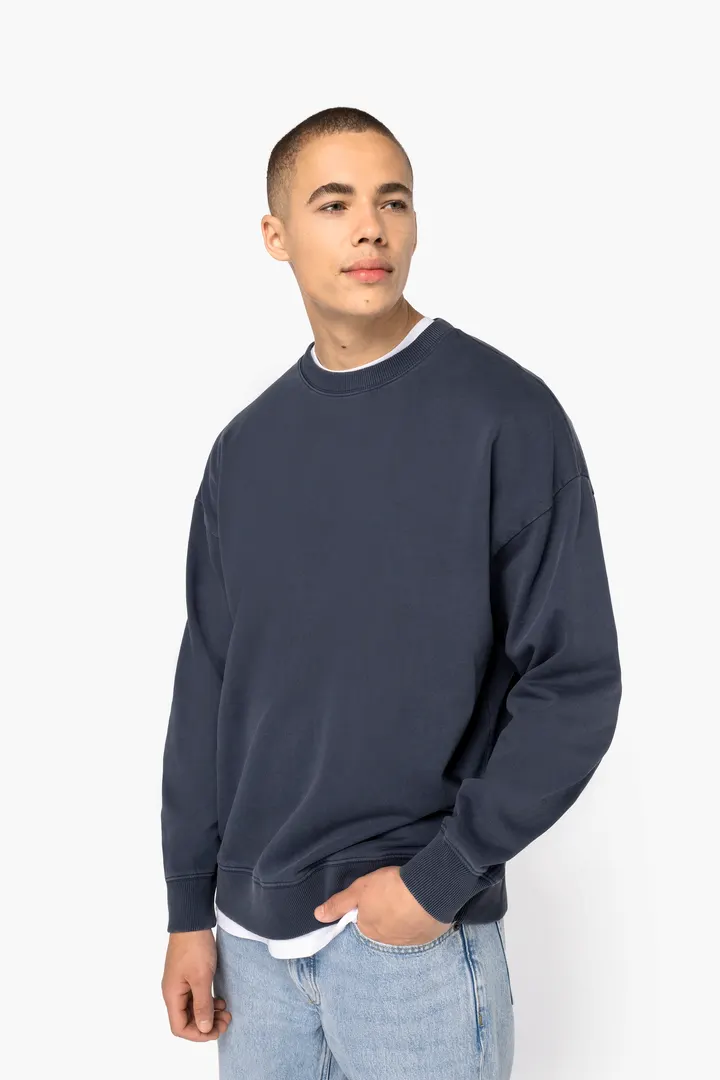 Ausgewaschenes umweltfreundliches Oversize Unisex-Sweatshirt mit Rundhalsausschnitt