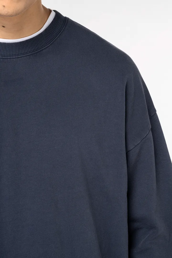 Ausgewaschenes umweltfreundliches Oversize Unisex-Sweatshirt mit Rundhalsausschnitt 6