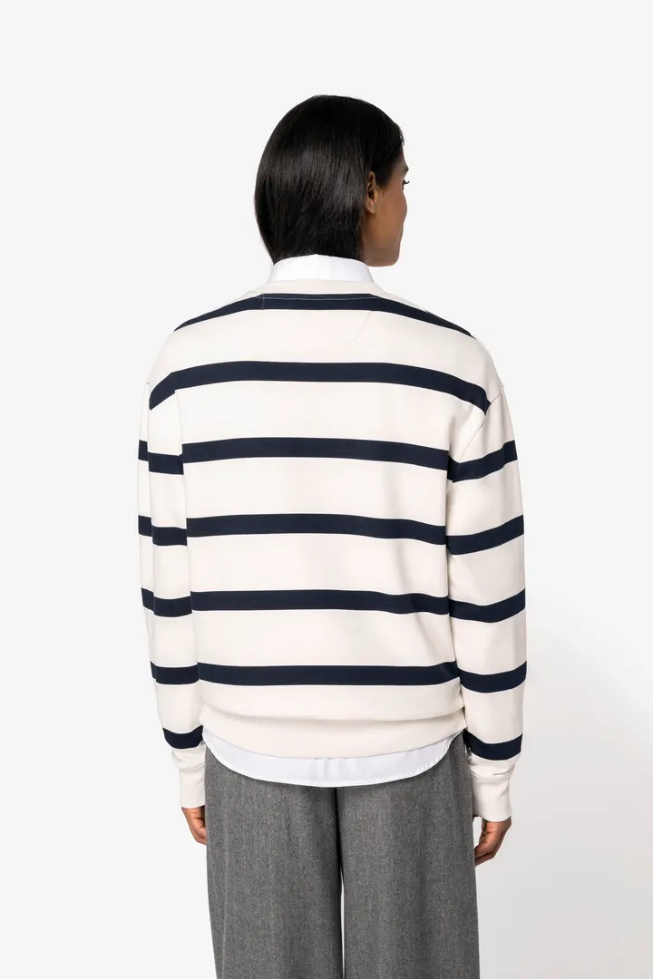 Sweat-shirt écoresponsable à col rond à rayures et épaules tombantes unisexe 6