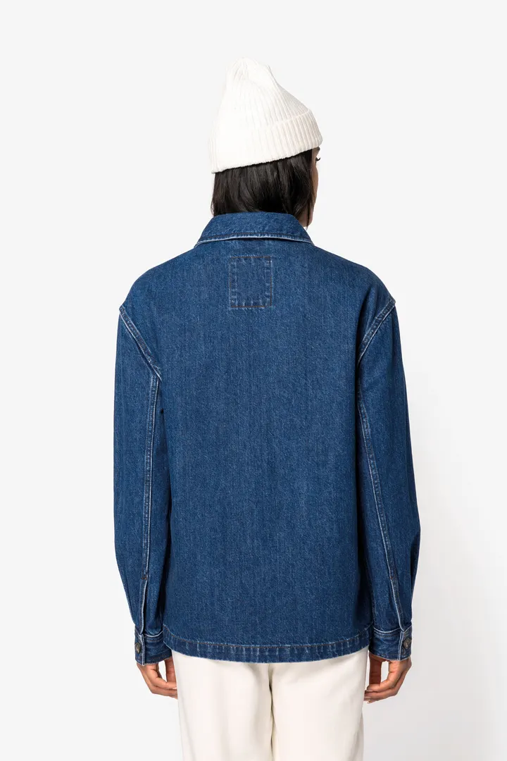 Umweltfreundliche Unisex-Jeansjacke mit überschnittenen Schultern 3