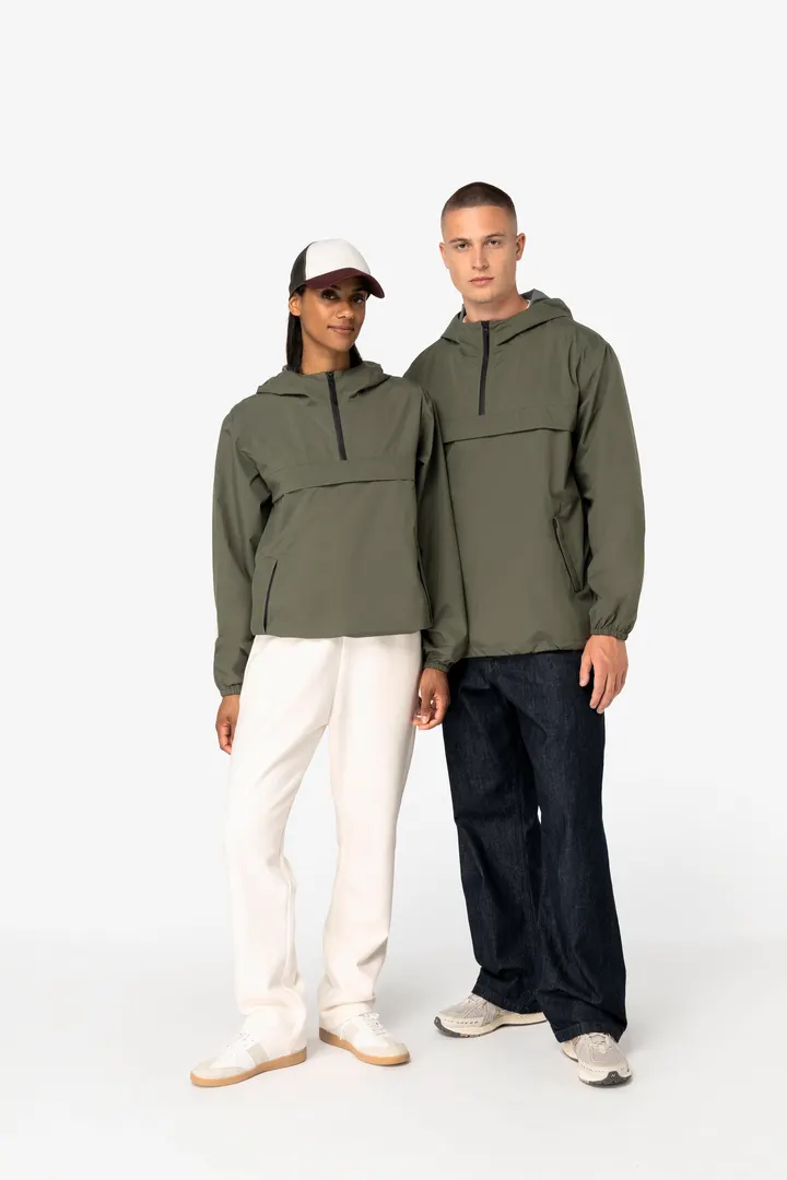 Veste coupe-vent imperméable écoresponsable quart zip unisexe 6