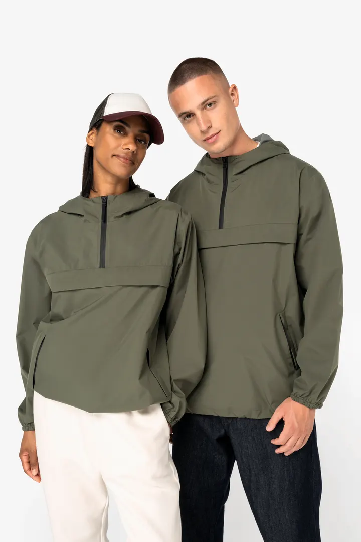 Veste coupe-vent imperméable écoresponsable quart zip unisexe 7