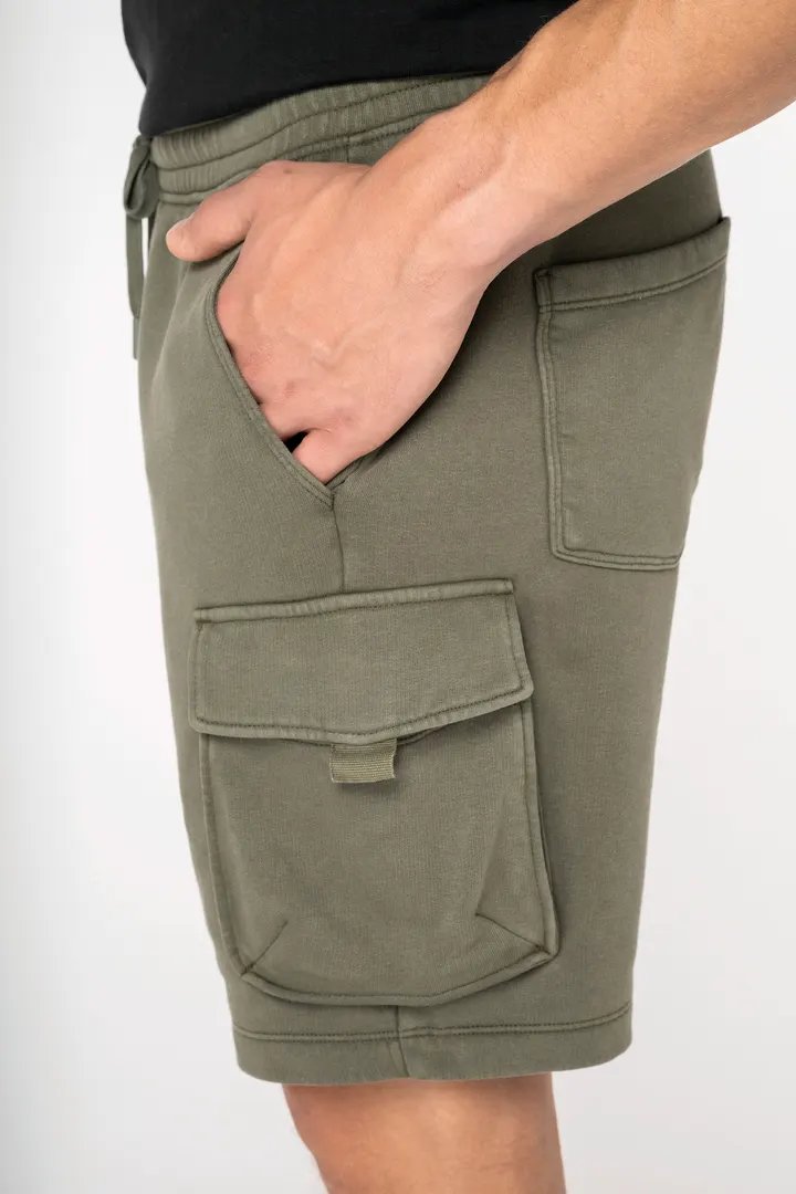 Umweltfreundliche ausgewaschene French Terry Cargo-Shorts für Herren 3