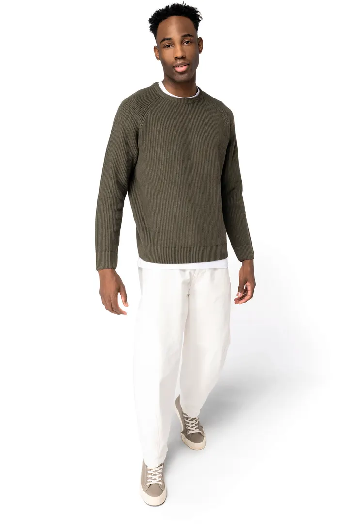 Pull écoresponsable à grosses mailles homme 1
