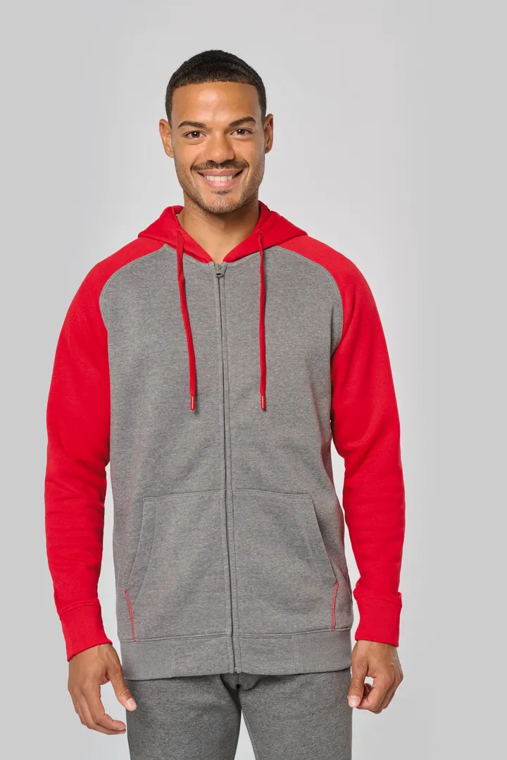 Veste molleton zippée capuche bicolore unisexe 8