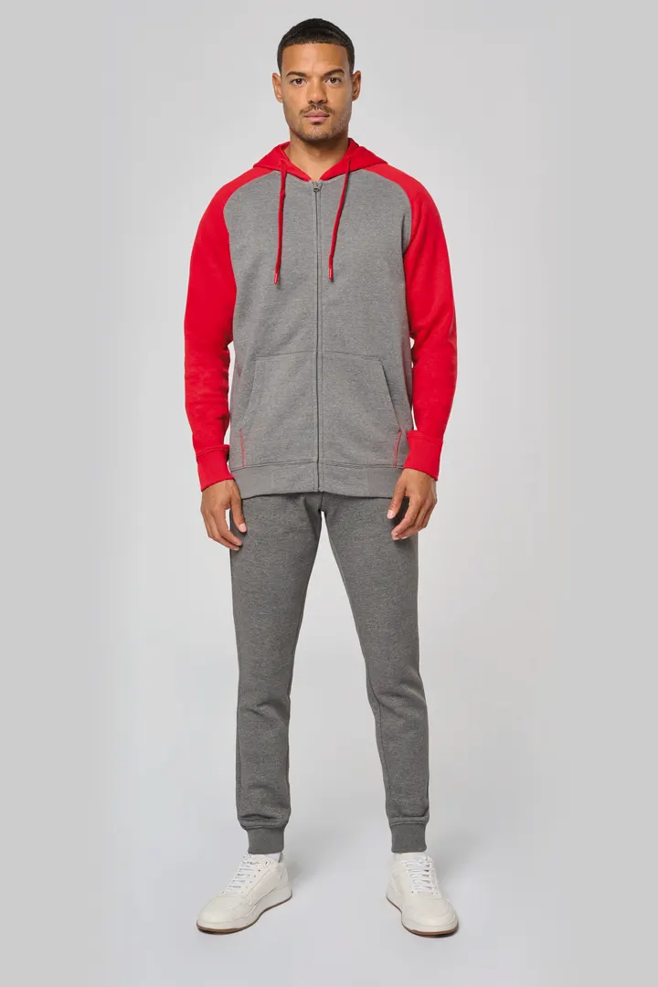 Veste molleton zippée capuche bicolore unisexe 10