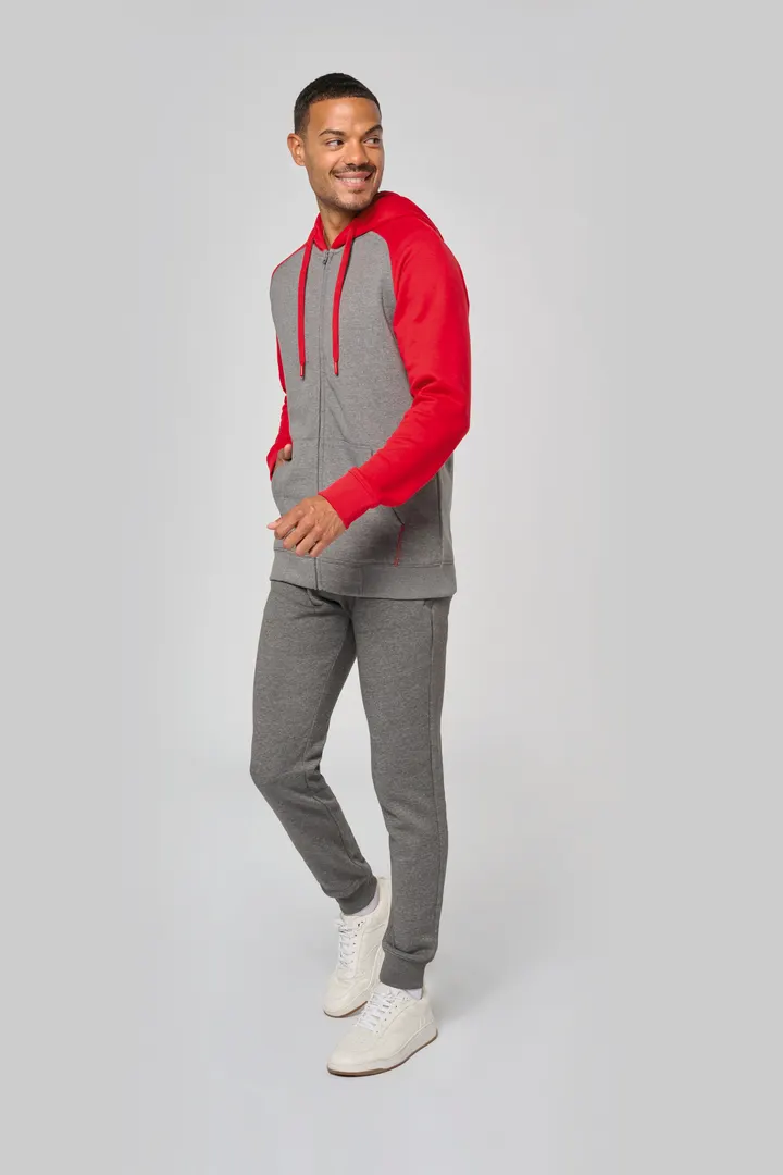 Veste molleton zippée capuche bicolore unisexe 12
