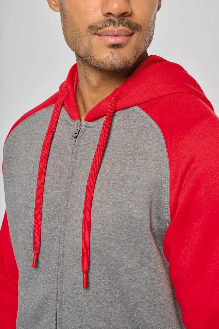 Veste molleton zippée capuche bicolore unisexe 20