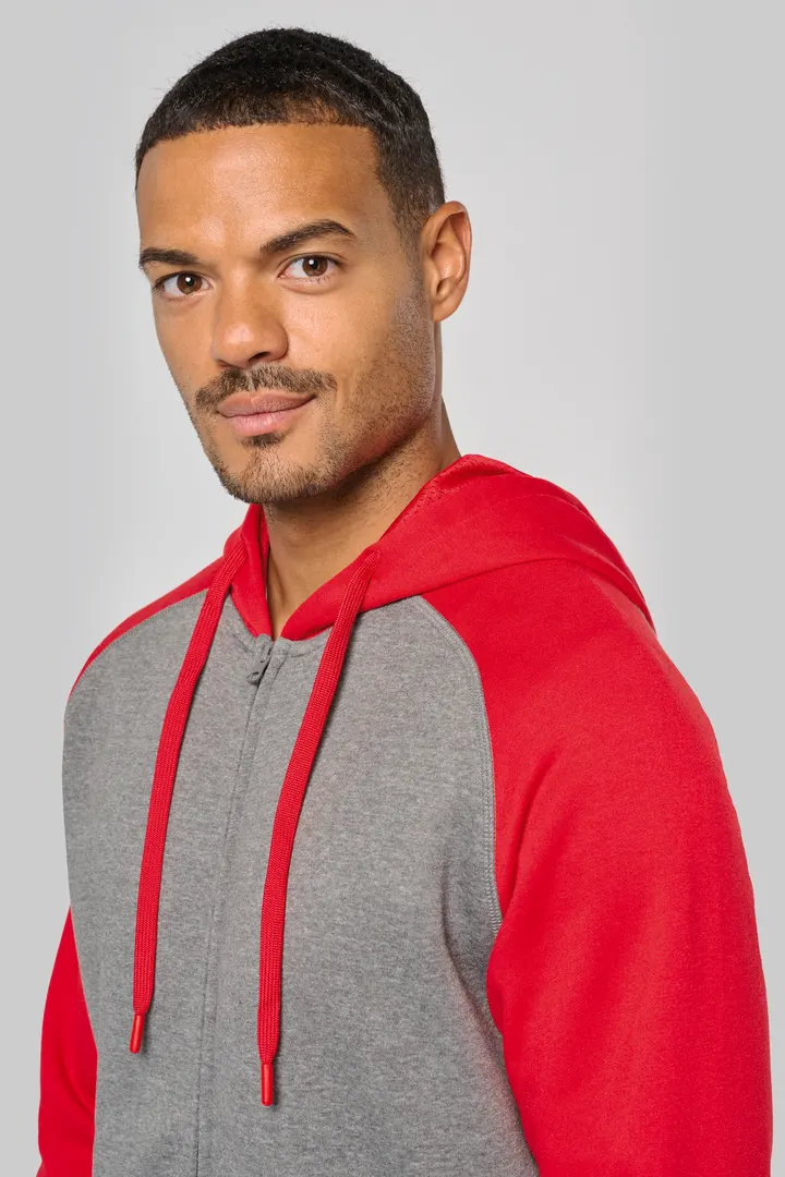 Veste molleton zippée capuche bicolore unisexe 22
