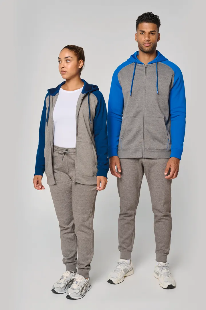 Veste molleton zippée capuche bicolore unisexe 21