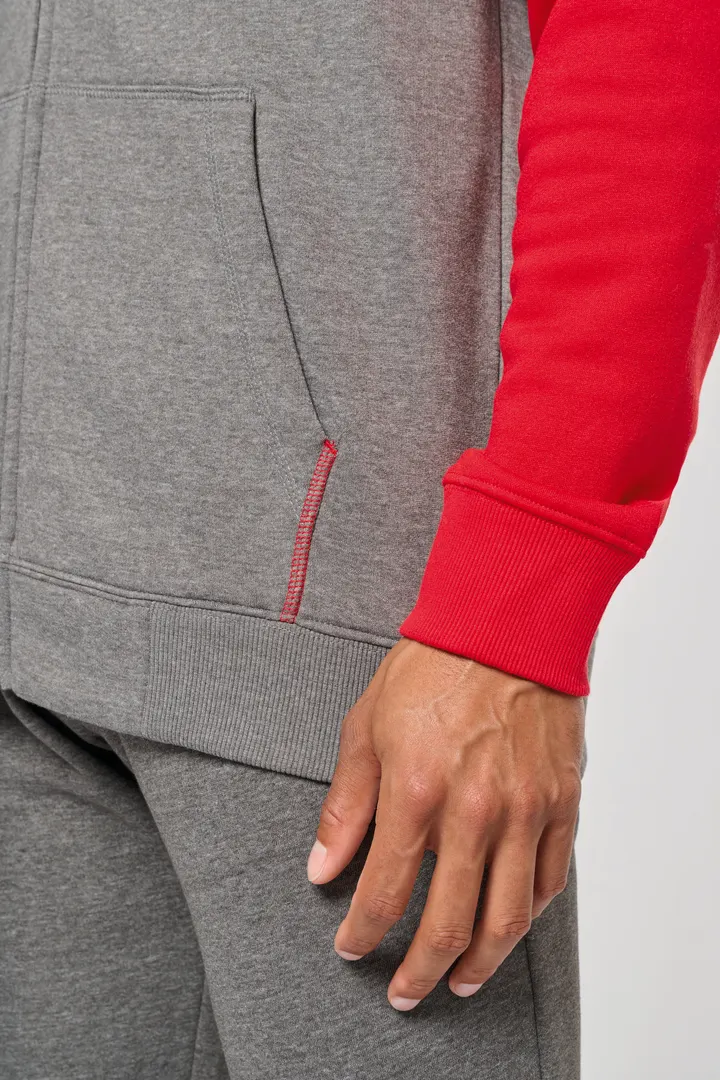 Veste molleton zippée capuche bicolore unisexe 23