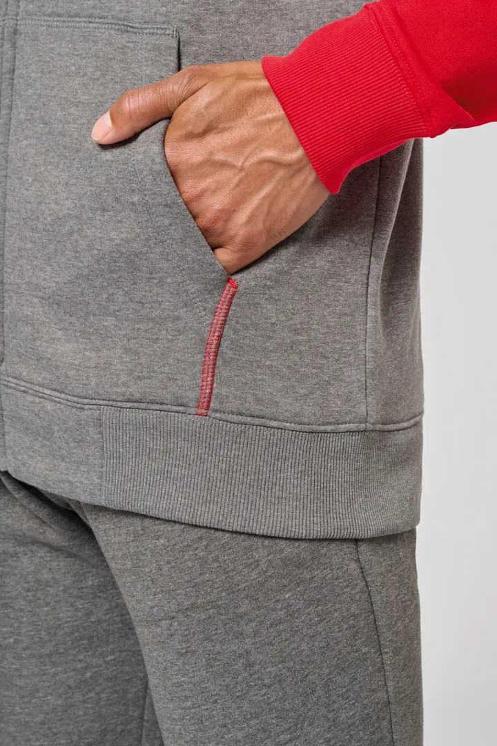 Veste molleton zippée capuche bicolore unisexe 24