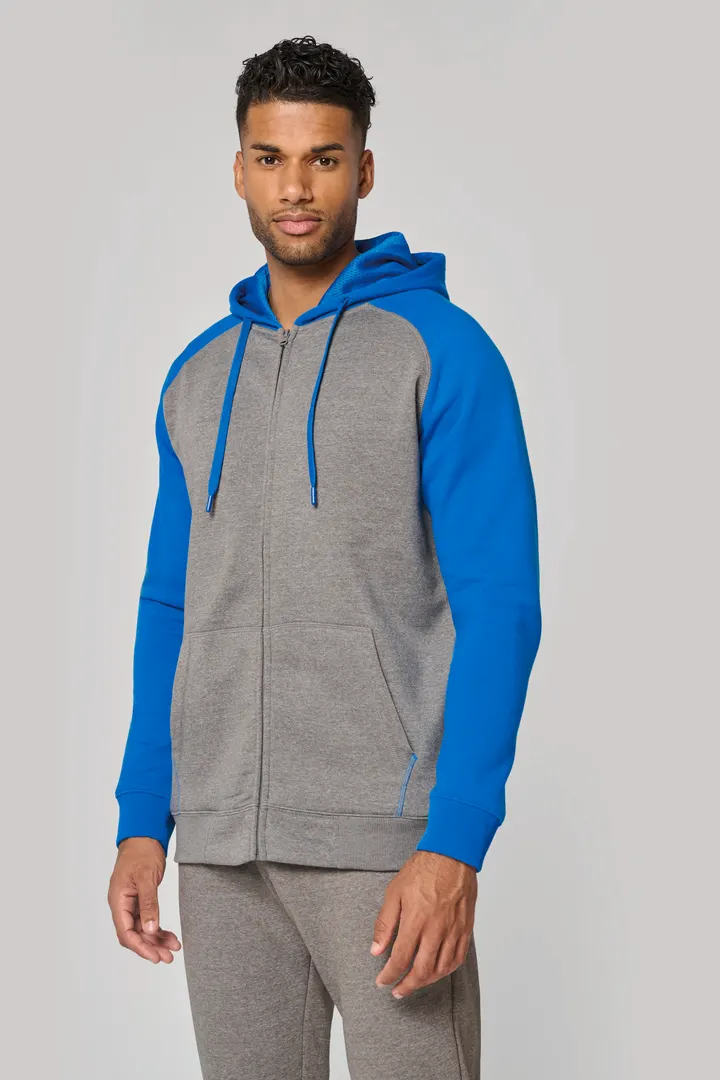 Veste molleton zippée capuche bicolore unisexe 4