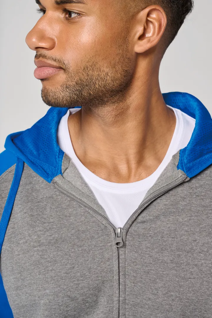 Veste molleton zippée capuche bicolore unisexe 17