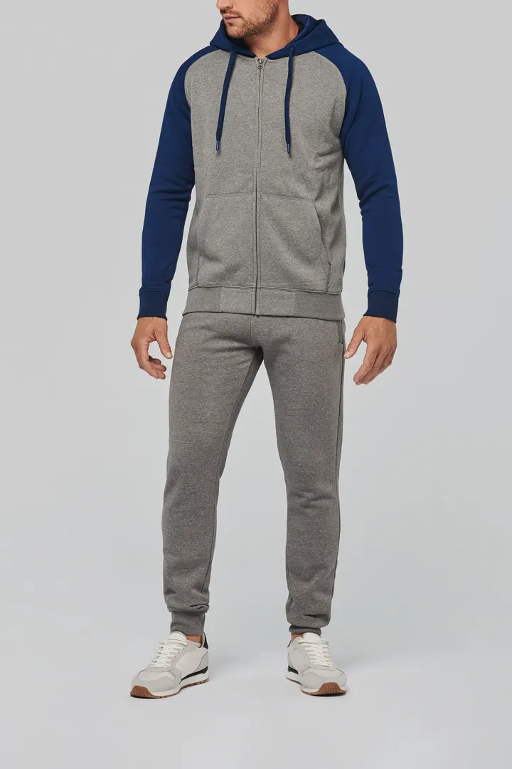 Veste molleton zippée capuche bicolore unisexe 2