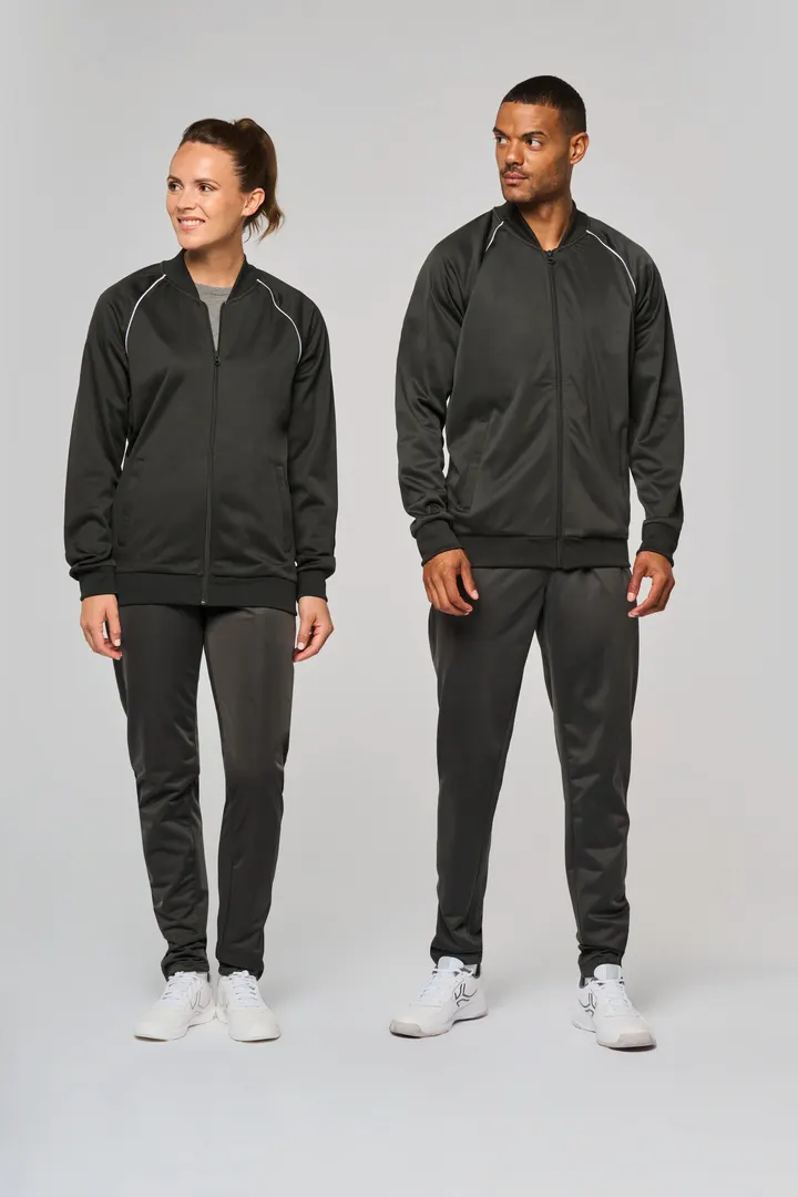 Unisex-Trainingsjacke mit Reißverschluss und Paspel 30