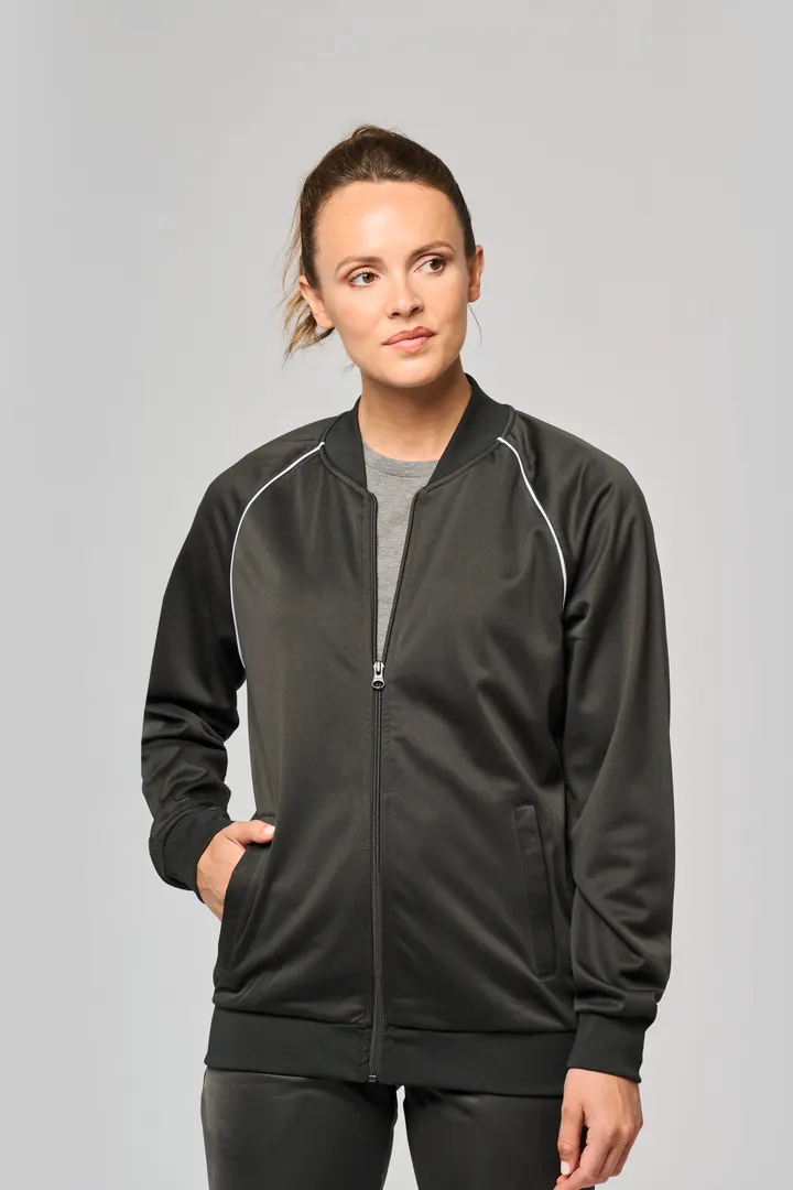 Unisex-Trainingsjacke mit Reißverschluss und Paspel 46