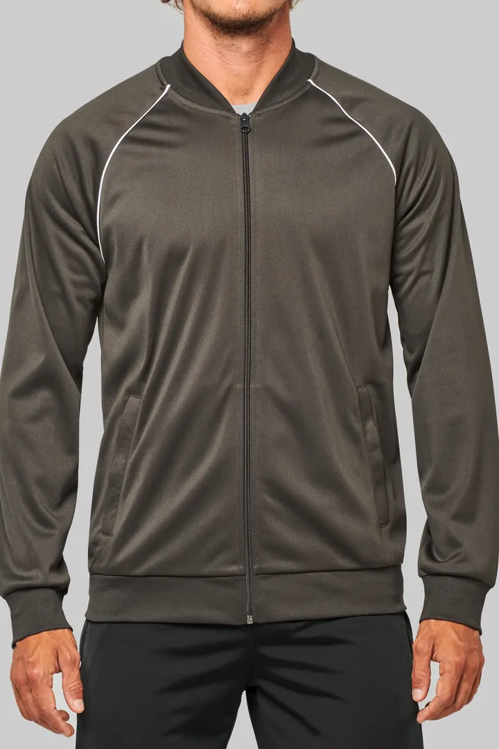 Unisex-Trainingsjacke mit Reißverschluss und Paspel 2