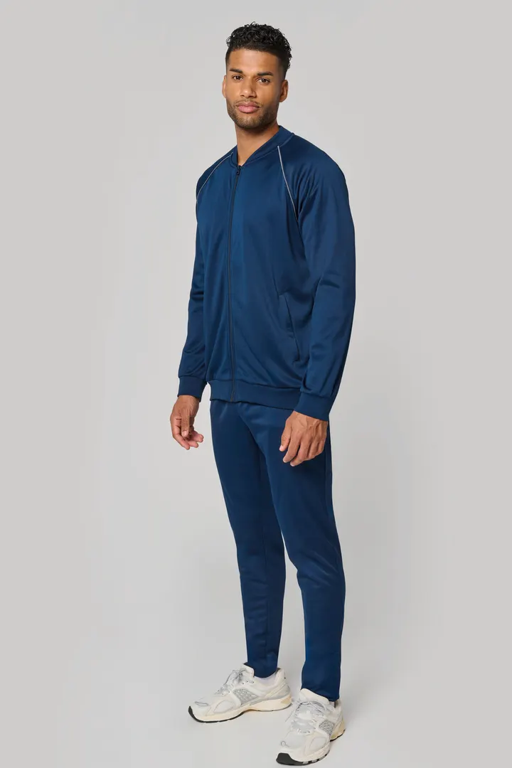 Unisex-Trainingsjacke mit Reißverschluss und Paspel
