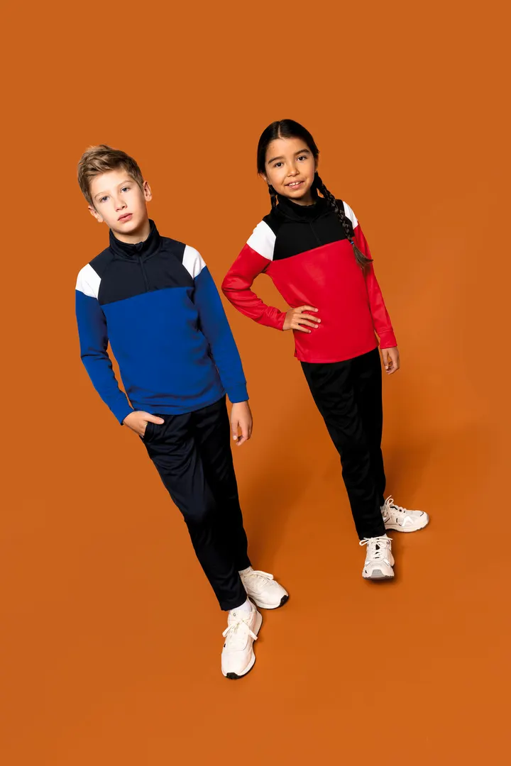 Kinder Trainings-Sweatshirt mit 1/4 Reißverschluss 10