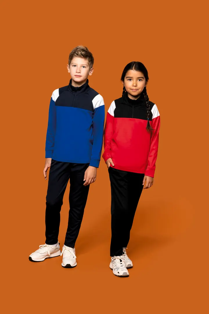 Kinder Trainings-Sweatshirt mit 1/4 Reißverschluss 11