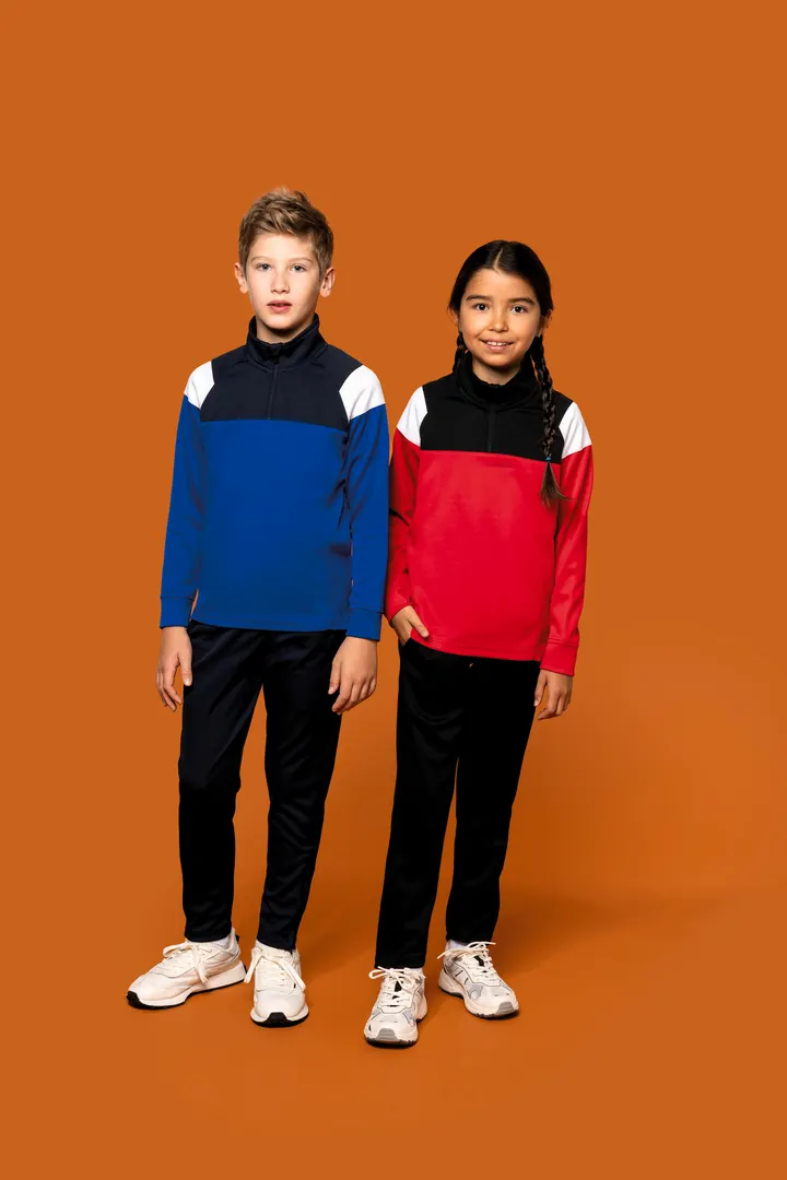 Kinder Trainings-Sweatshirt mit 1/4 Reißverschluss 12