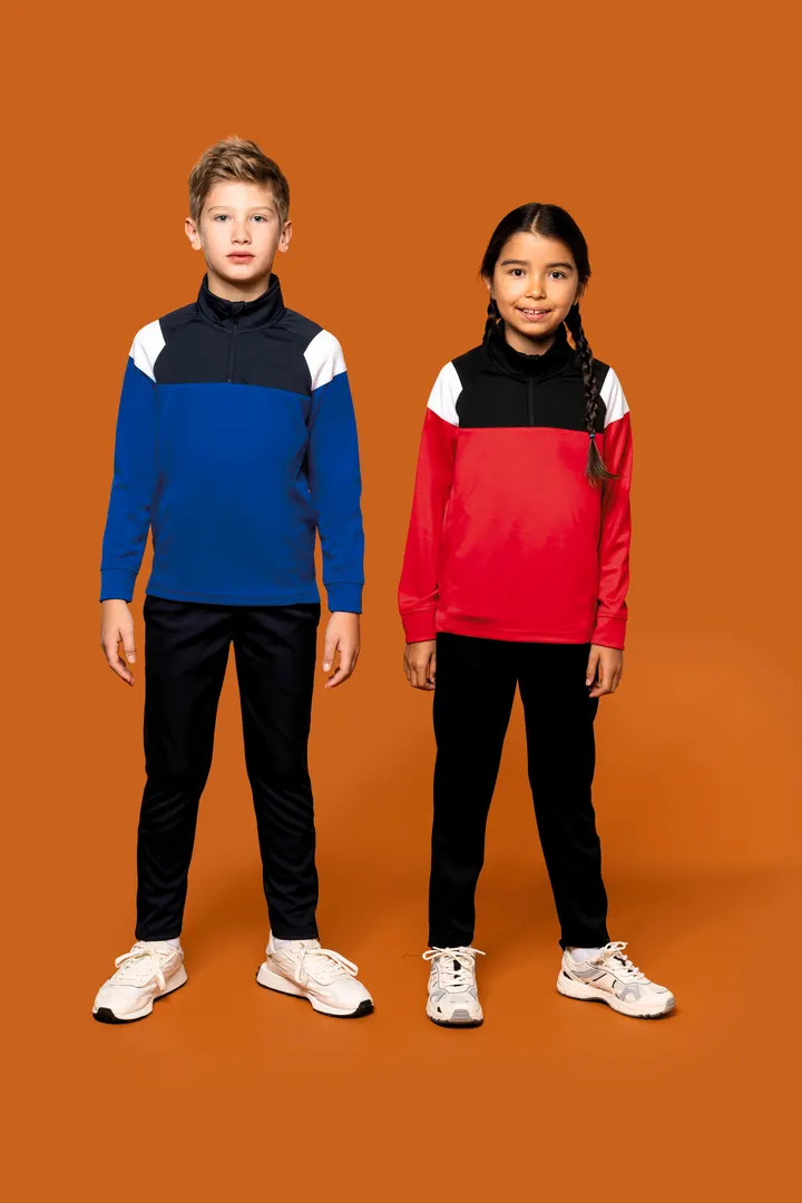 Kinder Trainings-Sweatshirt mit 1/4 Reißverschluss 13