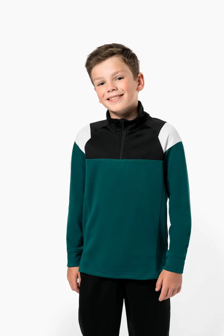Kinder Trainings-Sweatshirt mit 1/4 Reißverschluss 4