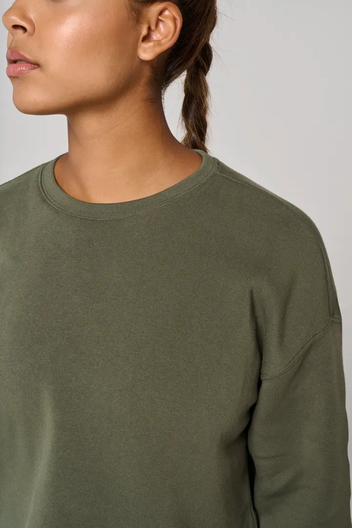 Damen Cropped-Sweatshirt mit Rundhalsausschnitt 2