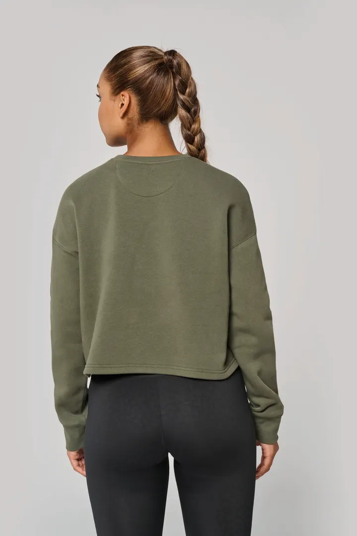 Damen Cropped-Sweatshirt mit Rundhalsausschnitt 4