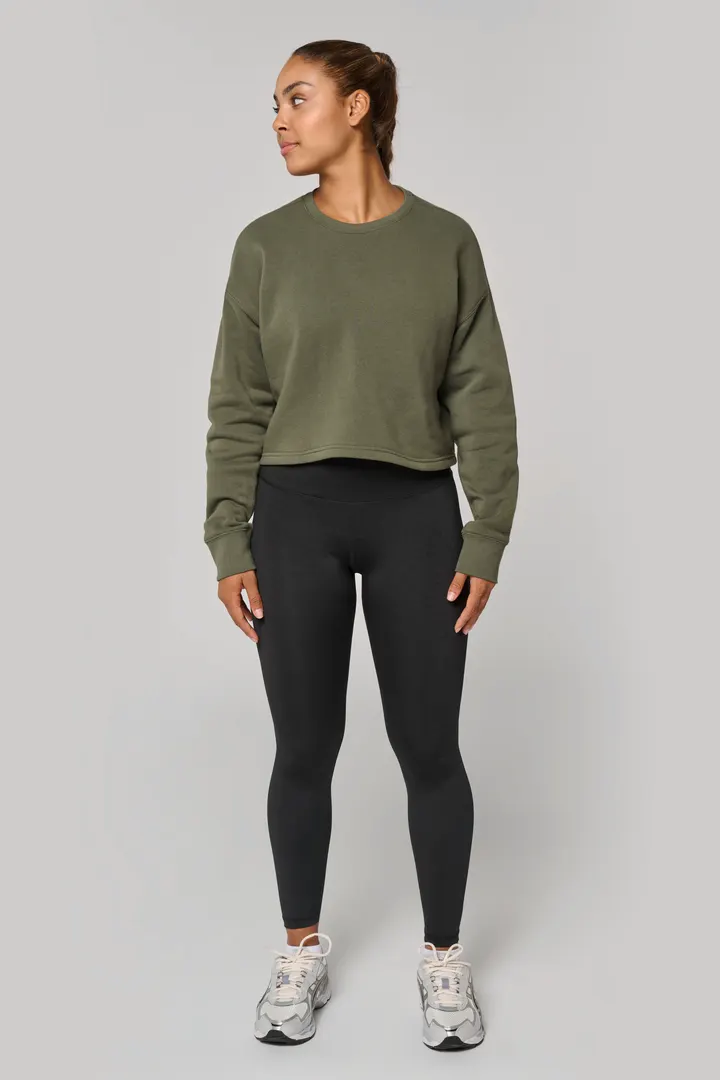 Damen Cropped-Sweatshirt mit Rundhalsausschnitt 5