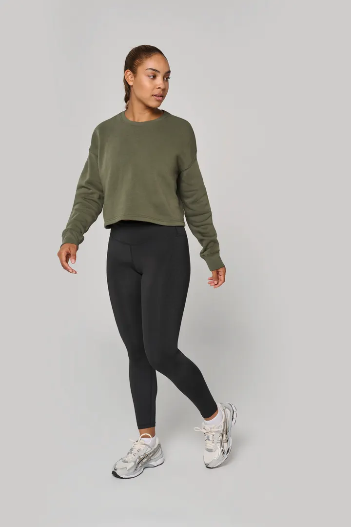 Damen Cropped-Sweatshirt mit Rundhalsausschnitt 6