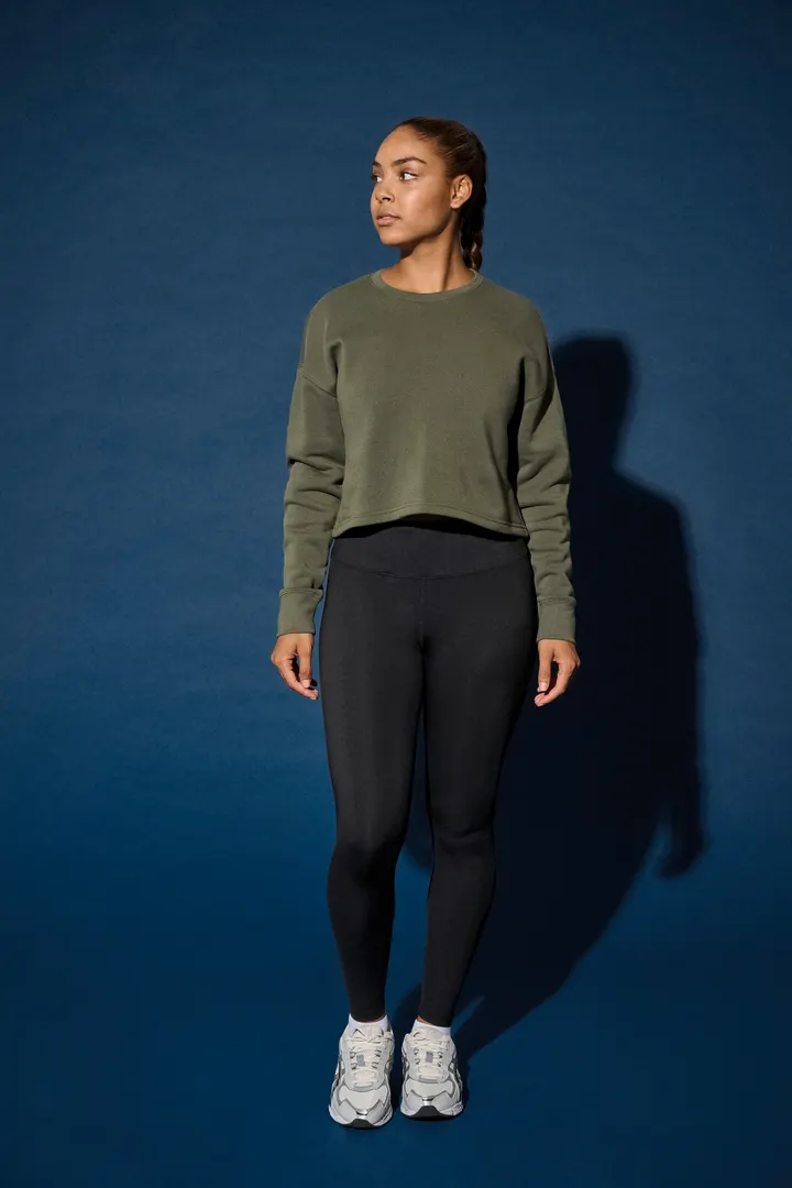 Damen Cropped-Sweatshirt mit Rundhalsausschnitt 8