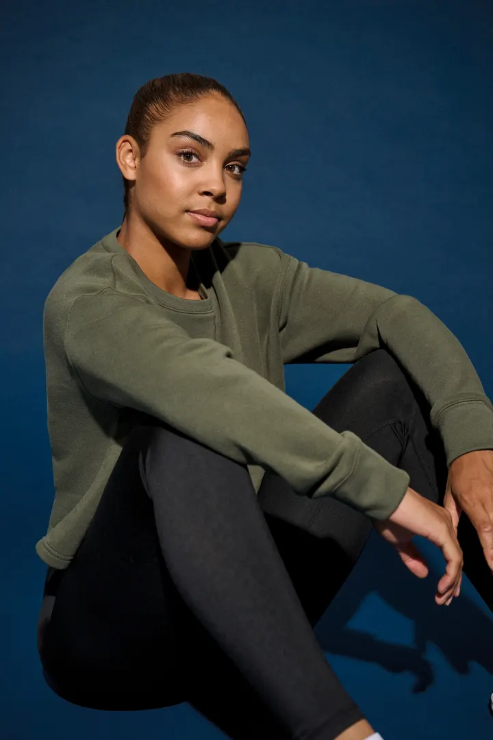 Damen Cropped-Sweatshirt mit Rundhalsausschnitt 9