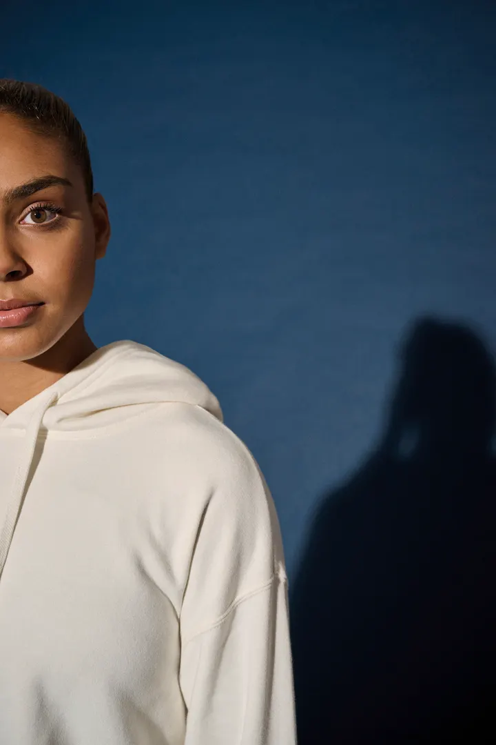 Damen Cropped-Sweatshirt mit Kapuze 11
