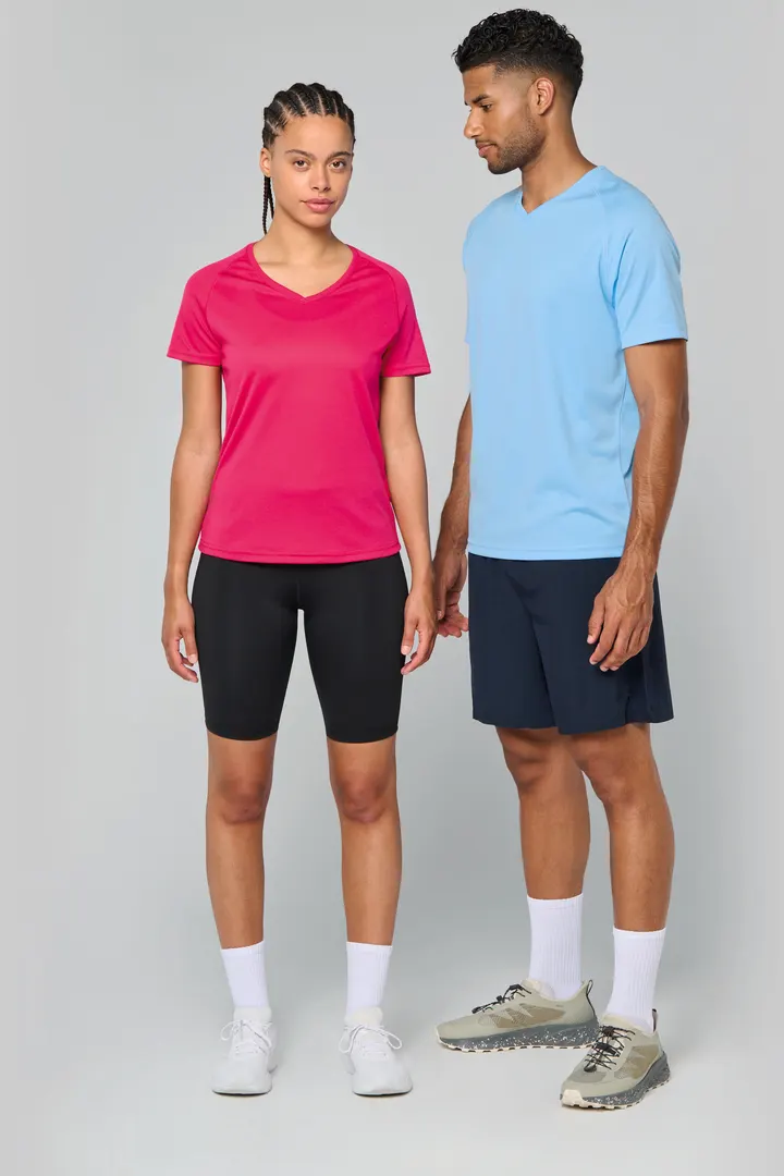 Herren Kurzarm-Sportshirt mit V-Ausschnitt 13