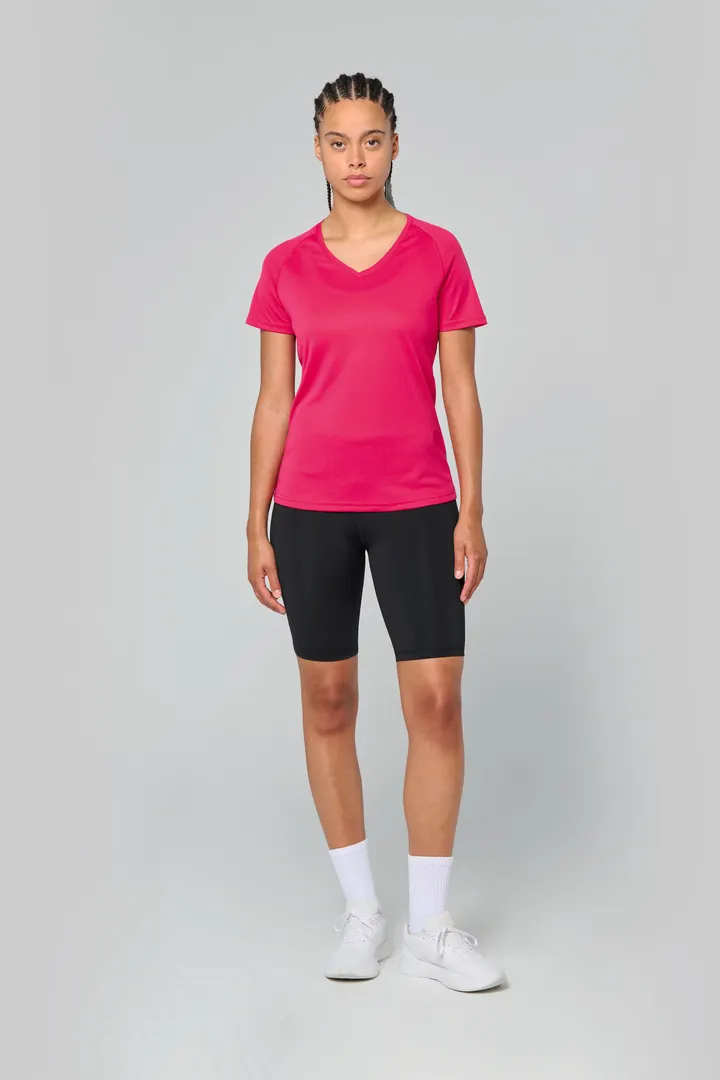 Damen Kurzarm-Sportshirt mit V-Ausschnitt 4