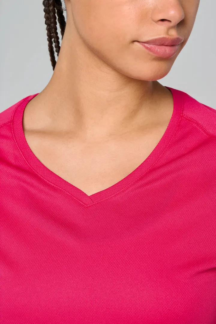 Damen Kurzarm-Sportshirt mit V-Ausschnitt 6