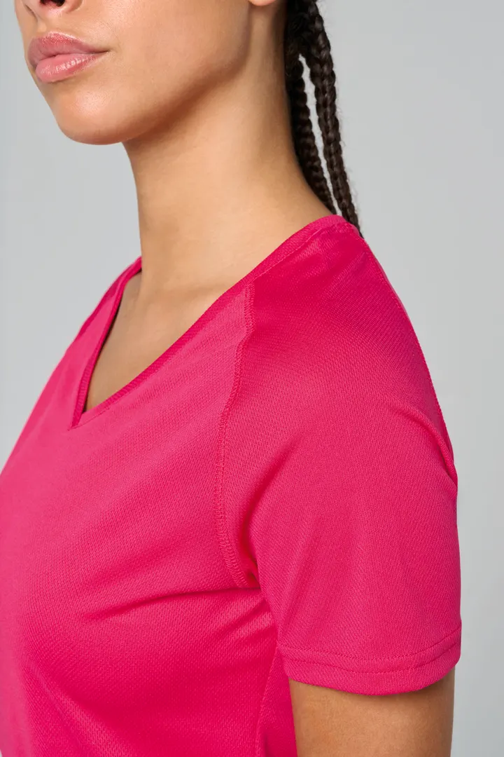 Damen Kurzarm-Sportshirt mit V-Ausschnitt 7