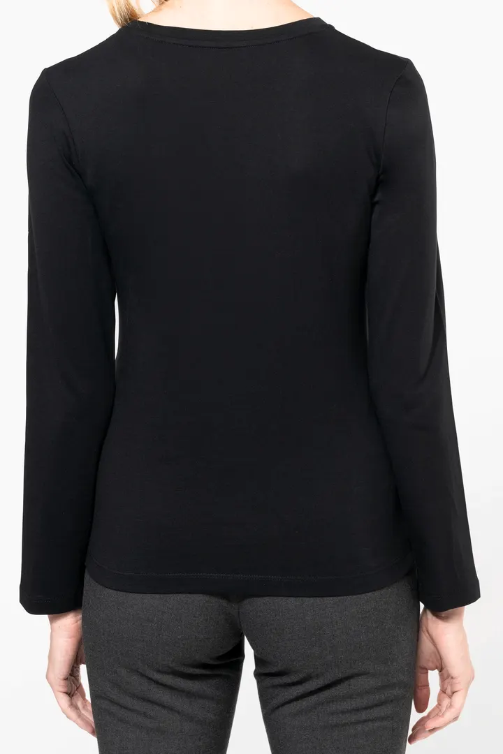 Supima® Damen-T-Shirt mit Rundhalsausschnitt und langen Ärmeln 2