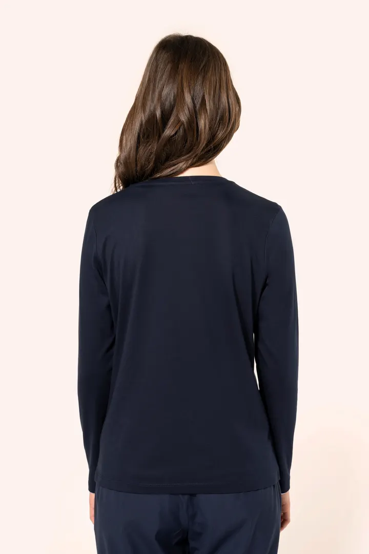 Supima® Damen-T-Shirt mit Rundhalsausschnitt und langen Ärmeln 3
