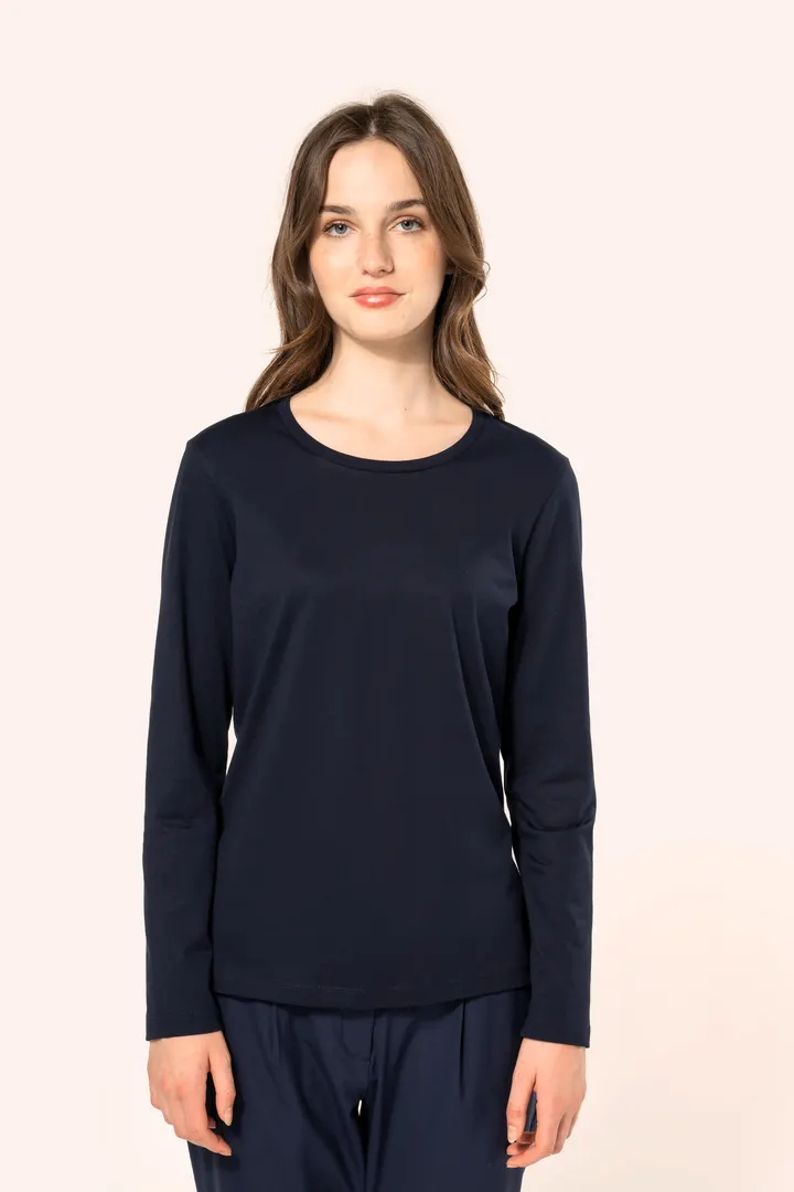 Supima® Damen-T-Shirt mit Rundhalsausschnitt und langen Ärmeln 6
