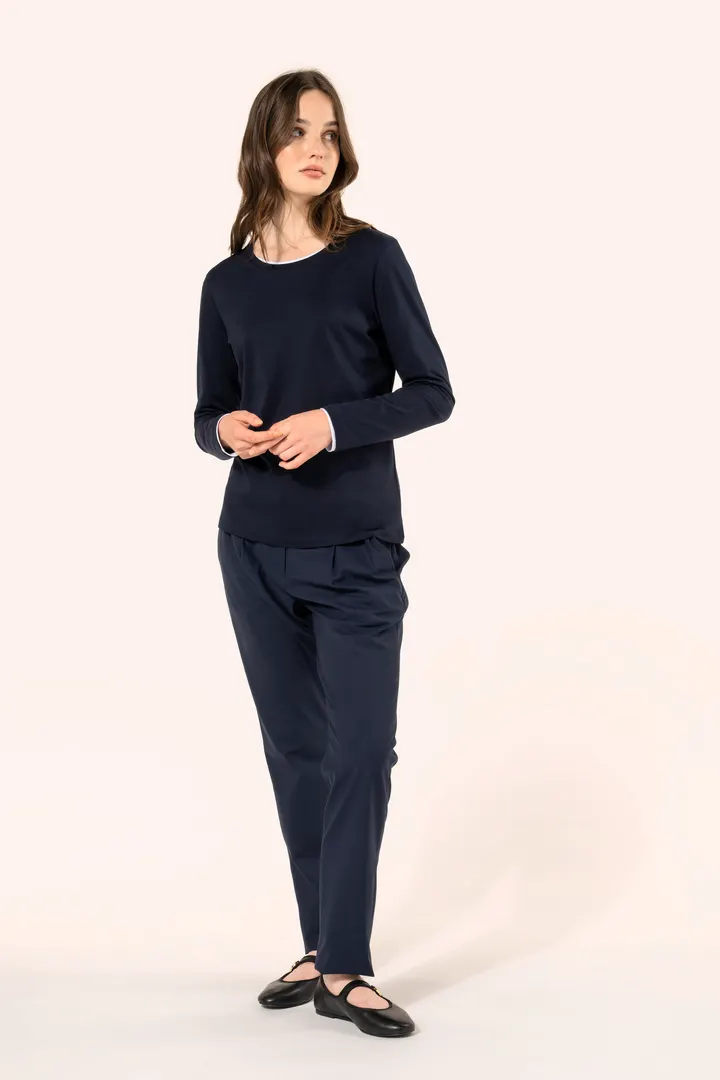 Supima® Damen-T-Shirt mit Rundhalsausschnitt und langen Ärmeln 8