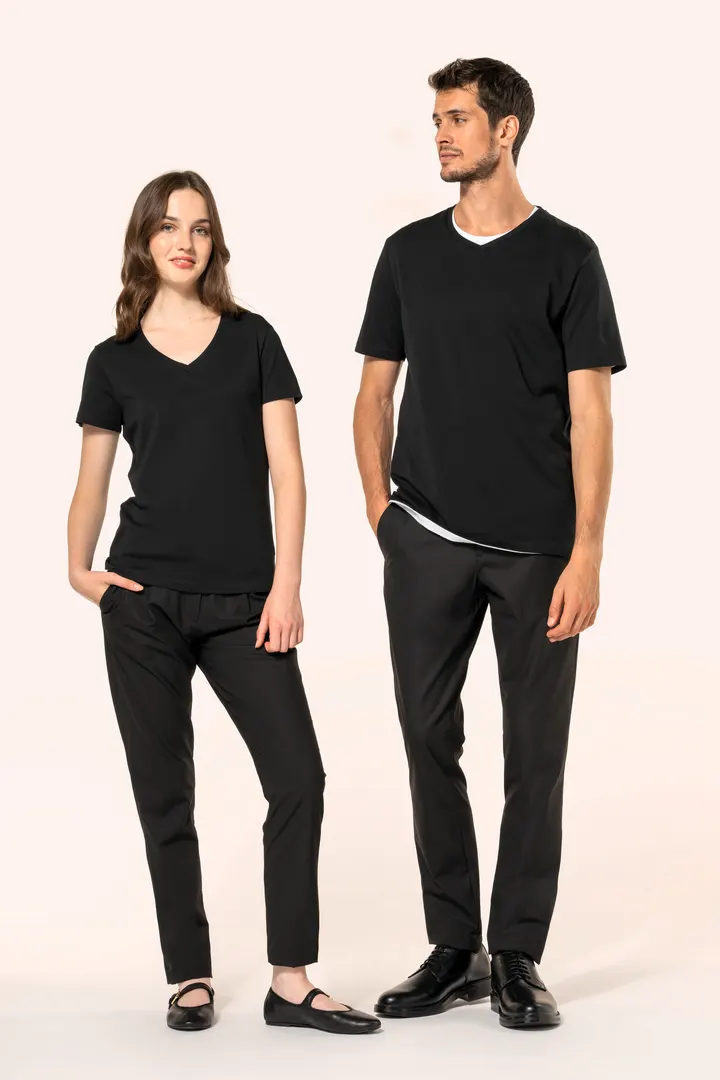 Supima® Damen-T-Shirt mit V-Ausschnitt und kurzen Ärmeln 12