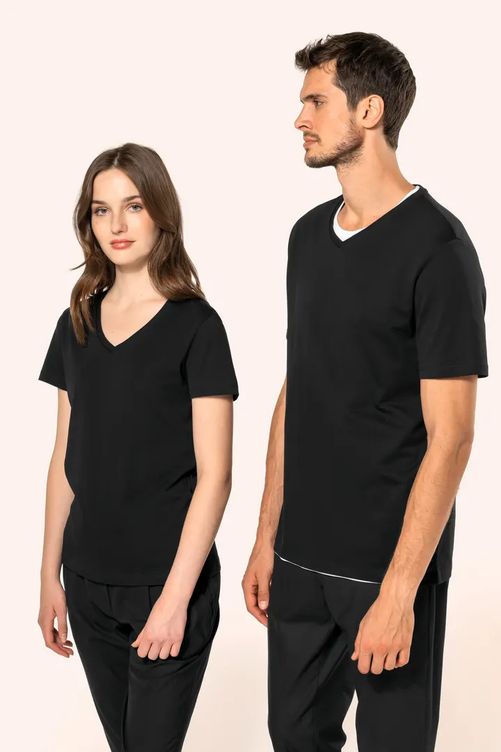 Supima® Damen-T-Shirt mit V-Ausschnitt und kurzen Ärmeln 13