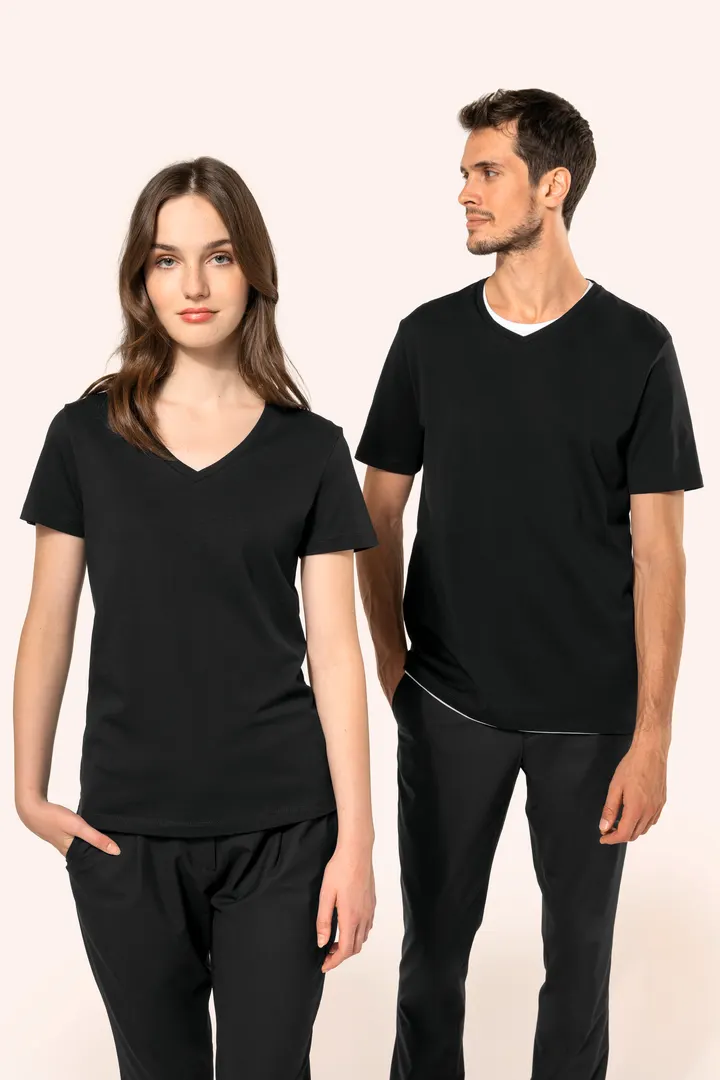 Supima® Damen-T-Shirt mit V-Ausschnitt und kurzen Ärmeln 14